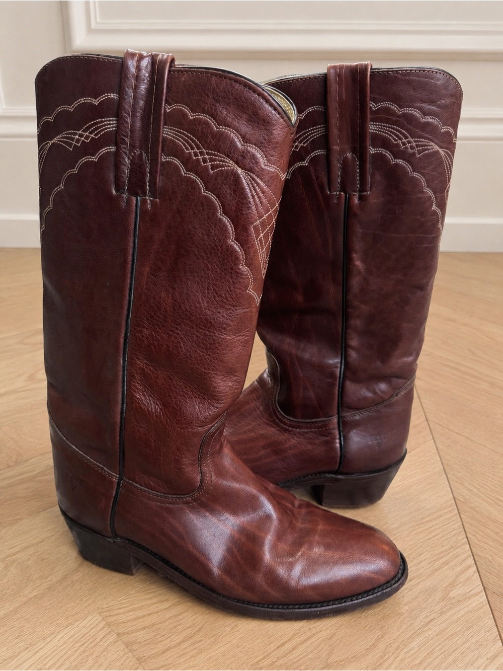 Vintage Frye Style 3029 Men’s Cowboy Boots 9 D Oxblood Leather Western USA
